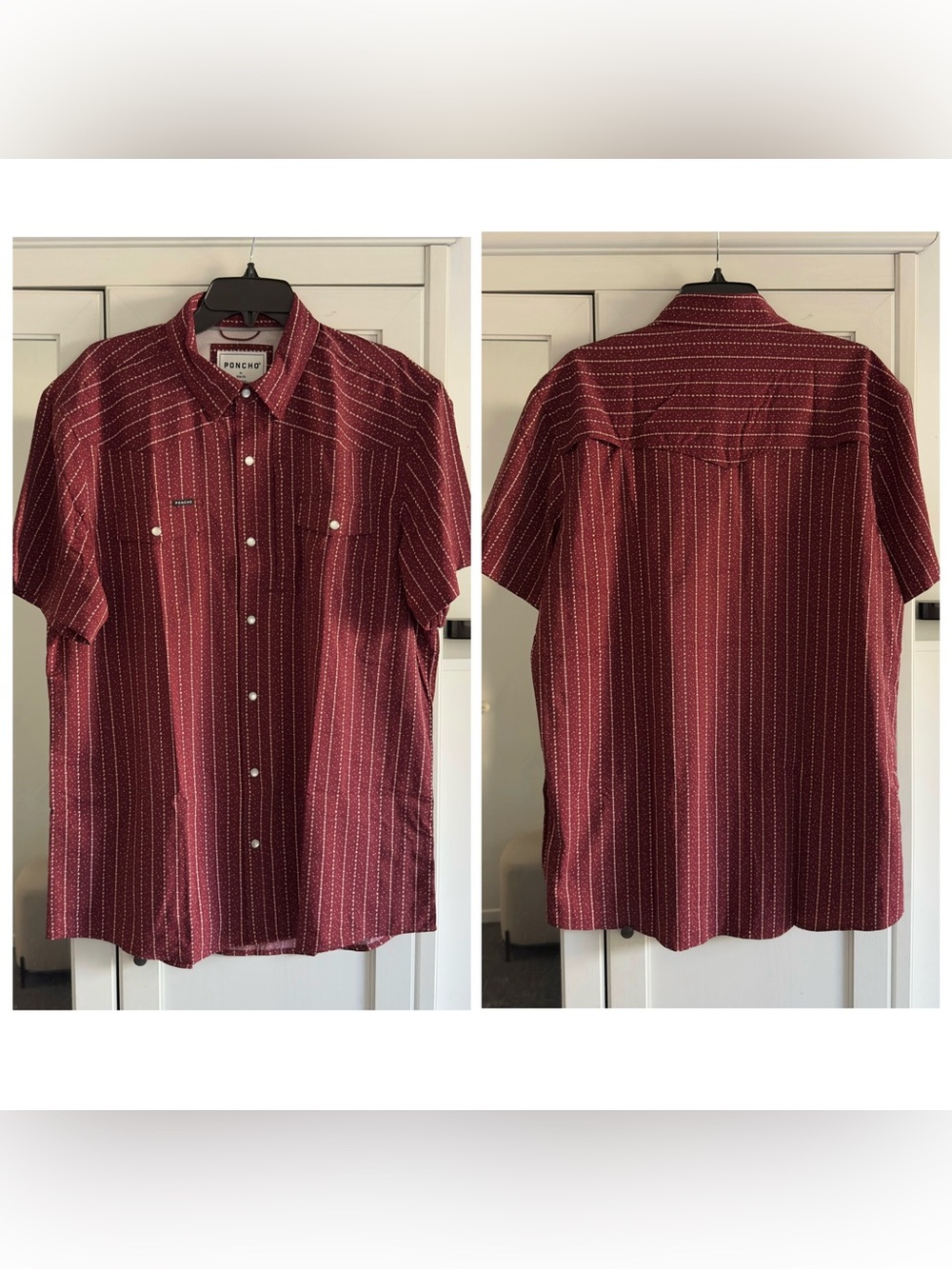 Poncho The Farmer Short Sleeve Snap Shirt Men's Size XL Slim Fit